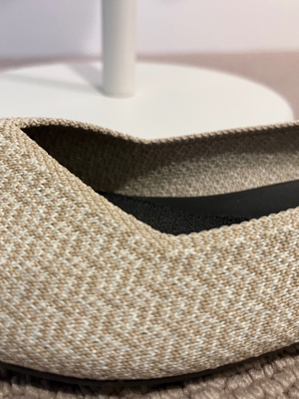 Rothy's The Point II Flats - Size 7 - Cream Herringbone / Black Toe